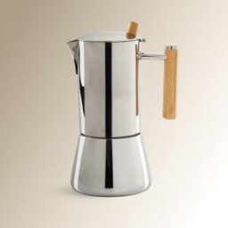 El Corte Inglés Cafetera de acero inoxidable con mango acacia . (6 Tazas) Acero