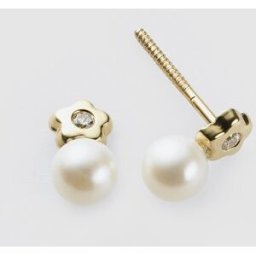 El Corte Inglés Pendientes de bebé de oro y perla. Blanco