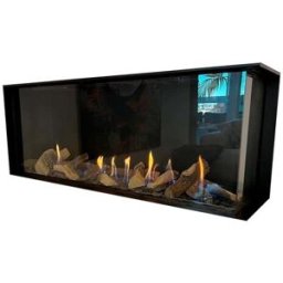 NORA FLAMES Chimenea Gas Natural Pano 1100 Esquinera Derecha. Negro