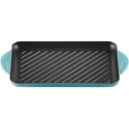 Le Creuset Parrilla rectangular de hierro fundido . (Grill de 32 cm) Verde azulado