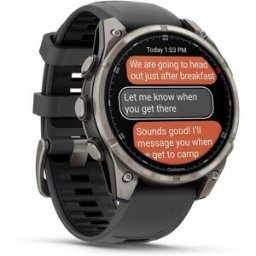 Garmin Garmn Fénix 8 Pro, 51mm, cristal Zafiro, Gris Titanio con correa de Silicona Negra Smartwatch. Titanio Negro