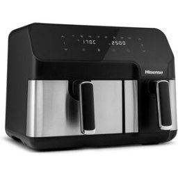 Hisense Freidora de aire HAF2900D Doble Cesta 8.6L Dual Zone 1700W 8 Programas Cocción 360 Sin Aceite. Negro