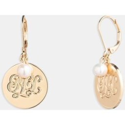 Lauren Ralph Lauren Pendientes Logo con perla. Blanco