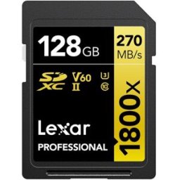 Lexar Tarjeta de memoria Professional SDXC 128GB 1800x Serie GOLD. Negro / Dorado