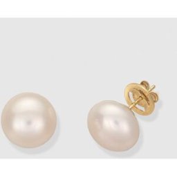 El Corte Inglés Pendientes de oro y perla blanca . Blanco
