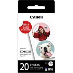 Canon Papel fotográfico Zinkpaper ZP2030-2C-20 Pegatinas circular.