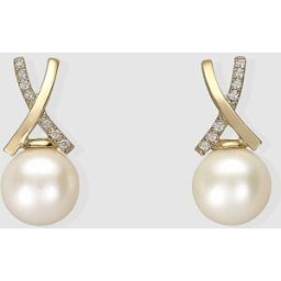 El Corte Inglés Pendientes Mio de oro, diamantes y perla. Blanco