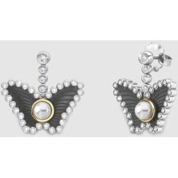 Bohemme Pendientes Sky Drops de plata, perla y zafiro. Blanco