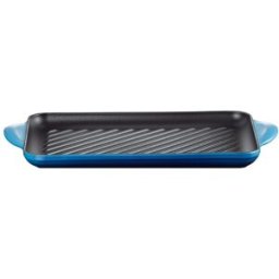 Le Creuset Parrilla rectangular de hierro fundido . (Grill de 32 cm) Azulón