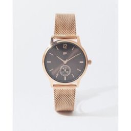 Parfois Reloj de mujer de acero inoxidable con correa de malla metálica en oro rosado. Rosa