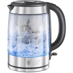 Russell Hobbs Hervidor Clarity diseño de cristal de 1 litro incluye filtro Maxtra y cartucho Brita. Gris