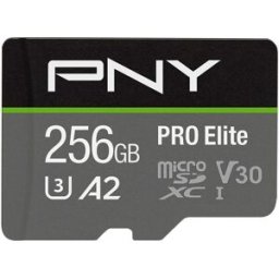 PNY Tarjeta de memoria MicroSD PRO Elite 256GB. Gris / Negro