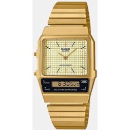 Casio Reloj de hombre Vintage New Combi AQ-800EG-9AEF de acero dorado. Oro