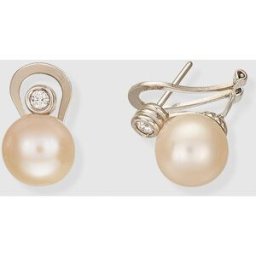 El Corte Inglés Pendientes de cierre omega de oro, perla y brillante. Blanco
