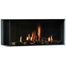 NORA FLAMES Chimenea Gas LPG Pano 1600 Esquinera Izquierda. Negro