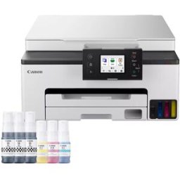 Canon Impresora Multifunción 3 en 1 MAXIFY GX1050 MegaTank con ADF, Wi-Fi, depósitos de tinta rellenables, 2 botellas negras extra. Blanco
