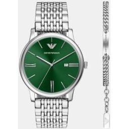 Giorgio Armani Set de reloj de hombre ar80087set de acero cierre hebilla. Plateado