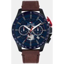Tommy Hilfiger Reloj de hombre Bank 1792268 de piel marrón. Azul