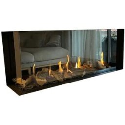 NORA FLAMES Chimenea Gas LPG Pano 650 Esquinera Izquierda. Negro