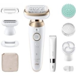 Braun Depiladora eléctrica Silk-épil 9 Flex SkinSpa, con cabezal 360, uso en seco y húmedo. Blanco / Dorado