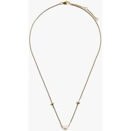Parfois Collar de acero inoxidable corto con perla decorativa. Blanco