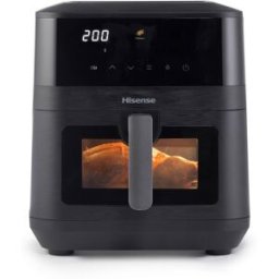 Hisense Freidora de aire sin aceite HAF2100DCD 7,7 L con pantalla digital, dual heating superior e Inferior de 2100 W con 10 programas y coc. Negro / Antracita