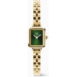 Daniel Wellington Reloj de mujer Petit Mini Quadro Arch DW00100852 de acero dorado. Verde