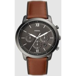 Fossil Reloj de hombre neutra de piel chrono. Marrón