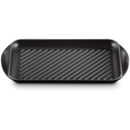 Le Creuset Parrilla rectangular de hierro fundido . (Grill de 40 cm) Negro
