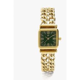 Parfois Reloj de mujer cuadrado con correa de eslabones. Dorado