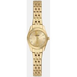 Fossil Reloj de mujer scarlette mini de acero inoxidable con tres agujas. Dorado