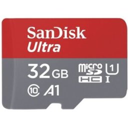 SanDisk Tarjeta de Memoria Ultra Micro SDHC Clase 10 A1 de 32 GB + Adaptador. Gris / Rojo