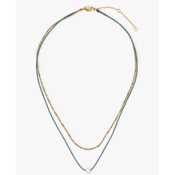 Parfois Collar de acero inoxidable doble con perla decorativa. Blanco