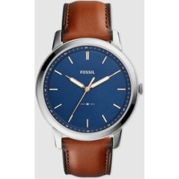 Fossil Reloj de hombre minimalist de piel. Marrón
