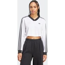 Adidas Camiseta de mujer Adicolor Football Jacquard Crop Originals. (M) Blanco