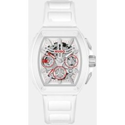 HUGO Reloj de hombre ID Skeleton 1530445 de silicona blanco. Blanco