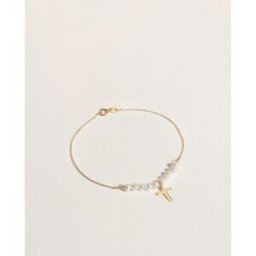 El Corte Inglés Pulsera Cruz de oro con perla. Blanco
