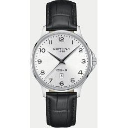 Certina Reloj de hombre DS-8 C0454101603200 de piel marrón. Plateado