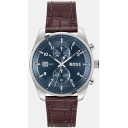 Boss Reloj de hombre Skytraveller 1514194 cronógrafo de piel marrón. Marrón
