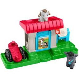 Fisher-Price Little People Campo de cabritas Alimenta y juega, conn dos figuras y un accesorio para niños y niñas pequeños a partir de.