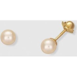 El Corte Inglés Pendientes de bebé de oro y perla. Blanco