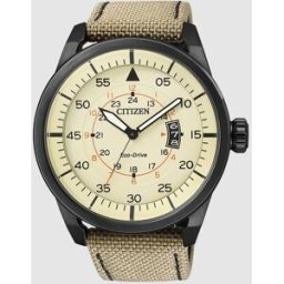 Citizen Reloj de hombre Avitator AW1365-19P Eco-Drive de nylon. Beige