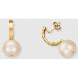 El Corte Inglés Pendientes de oro y perla blanca . Blanco