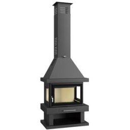 FM CALEFACCIÓN Chimenea de Leña Frontal 3 Caras C-203 K. Negro