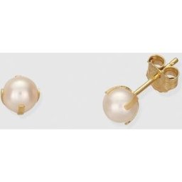 El Corte Inglés Pendientes de oro y perla . Blanco