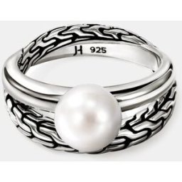 John Hardy Anillo JH Essentials de plata y perla. (7) Blanco