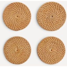 El Corte Inglés Set de 4 posavasos ratán Sauce . (10 cm) Natural