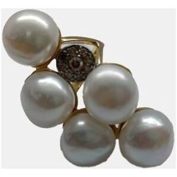 Romo Designs Anillo de oro, diamantes y perla. Blanco