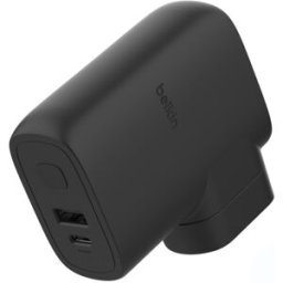 Belkin Cargador de pared híbrido de 25 W con batería externa 5K y kit de adaptadores para viajar. Negro