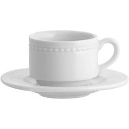 Vista Alegre Taza de desayuno con plato Perla . Blanco